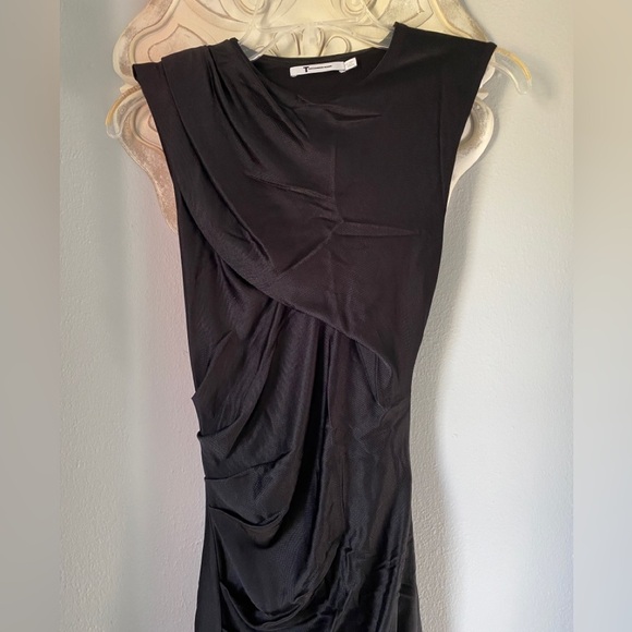 T Alexander Wang Ruched Pique Body Con Sleeveless Dress Black XS - Picture 5 of 11